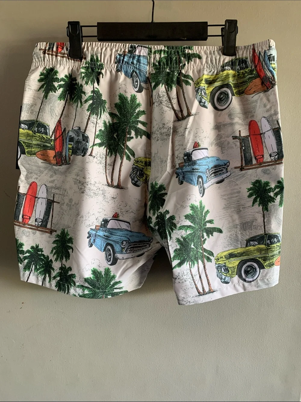 NWT Psycho Bunny Men’s Swim Trunks Vintage Car Tropical Print
